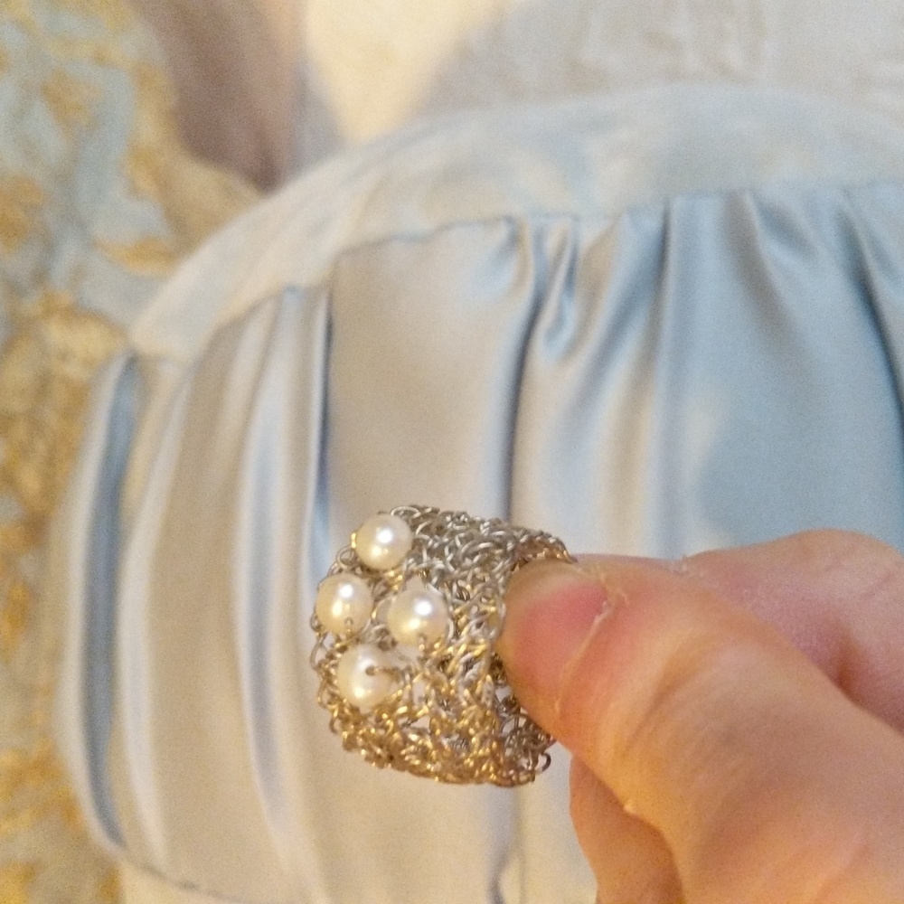 Pearl & silver mesh ring - Picture 5 of 5